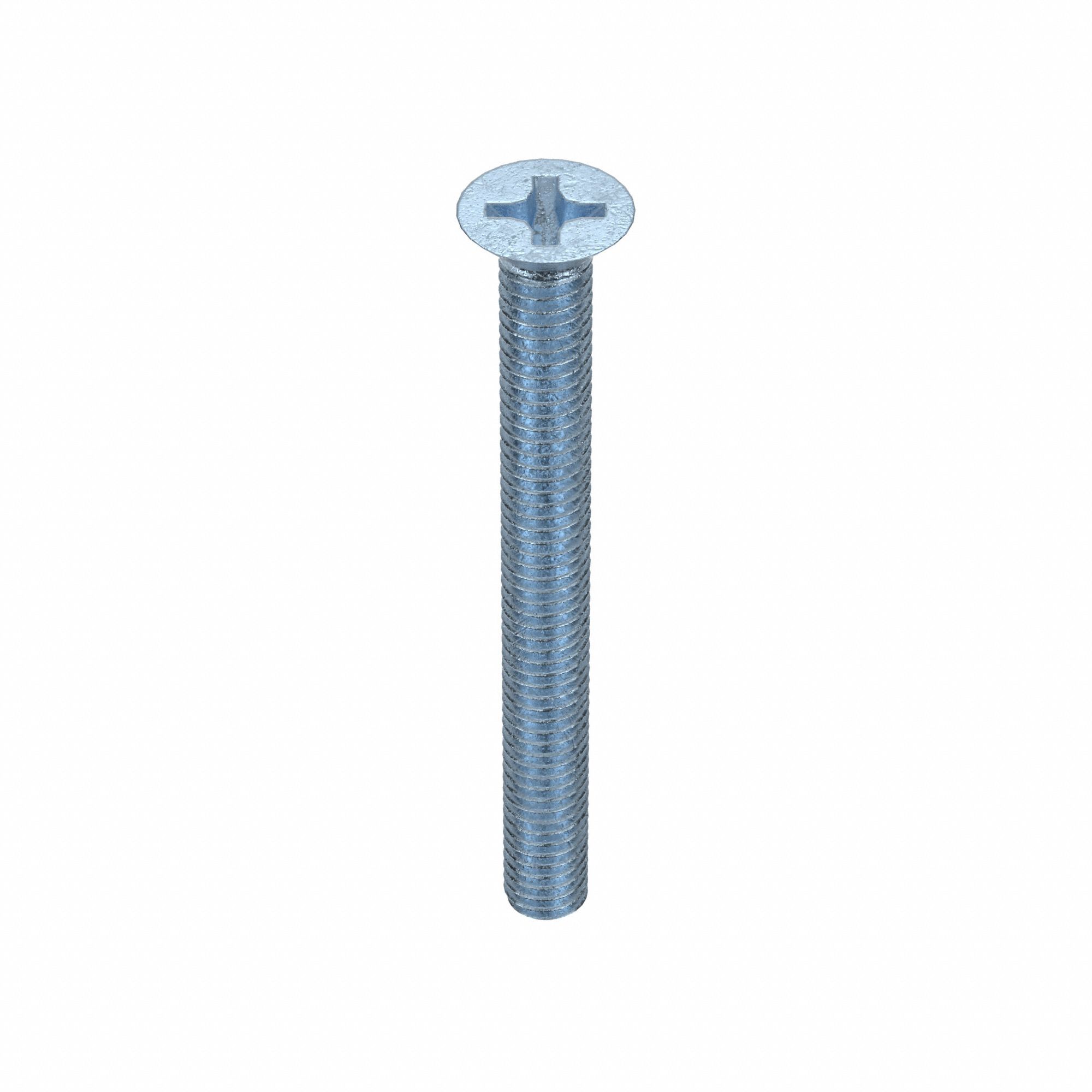 Machine Screw: M4x0.70 Thread Size, 40 mm Lg, Class 4.8, Steel, Zinc-Plated, Flat, Phillips, 100 PK