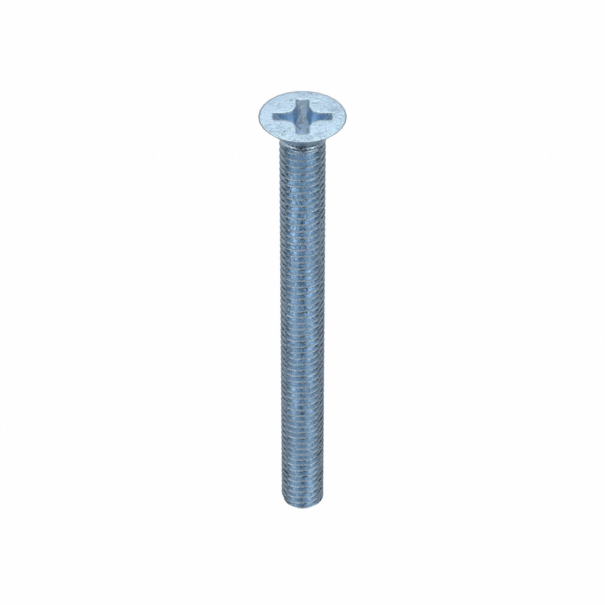 MACHINE SCREW, M4 THREAD SIZE, 45MM L, STEEL, ZINC PLATED, FLAT, PHILLIPS, METRIC, 100 PK