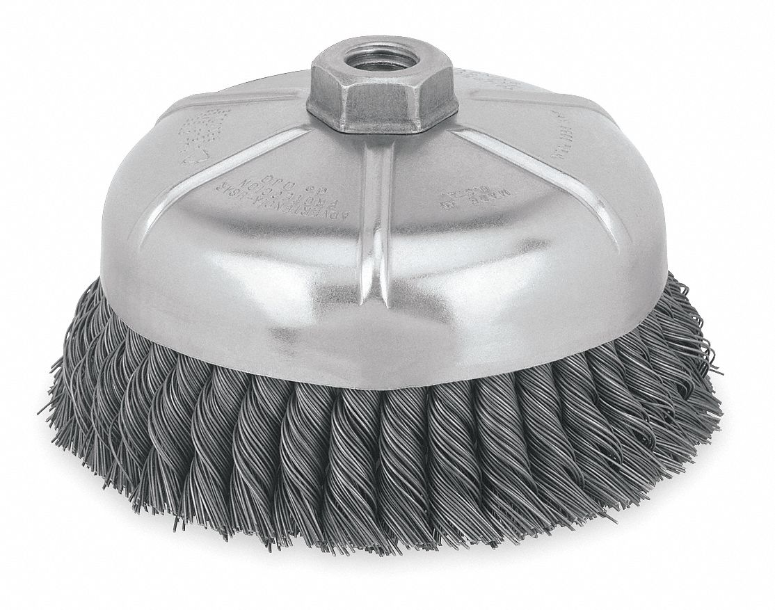 Knot Wire Cup Brush, Arbor, 0.02"