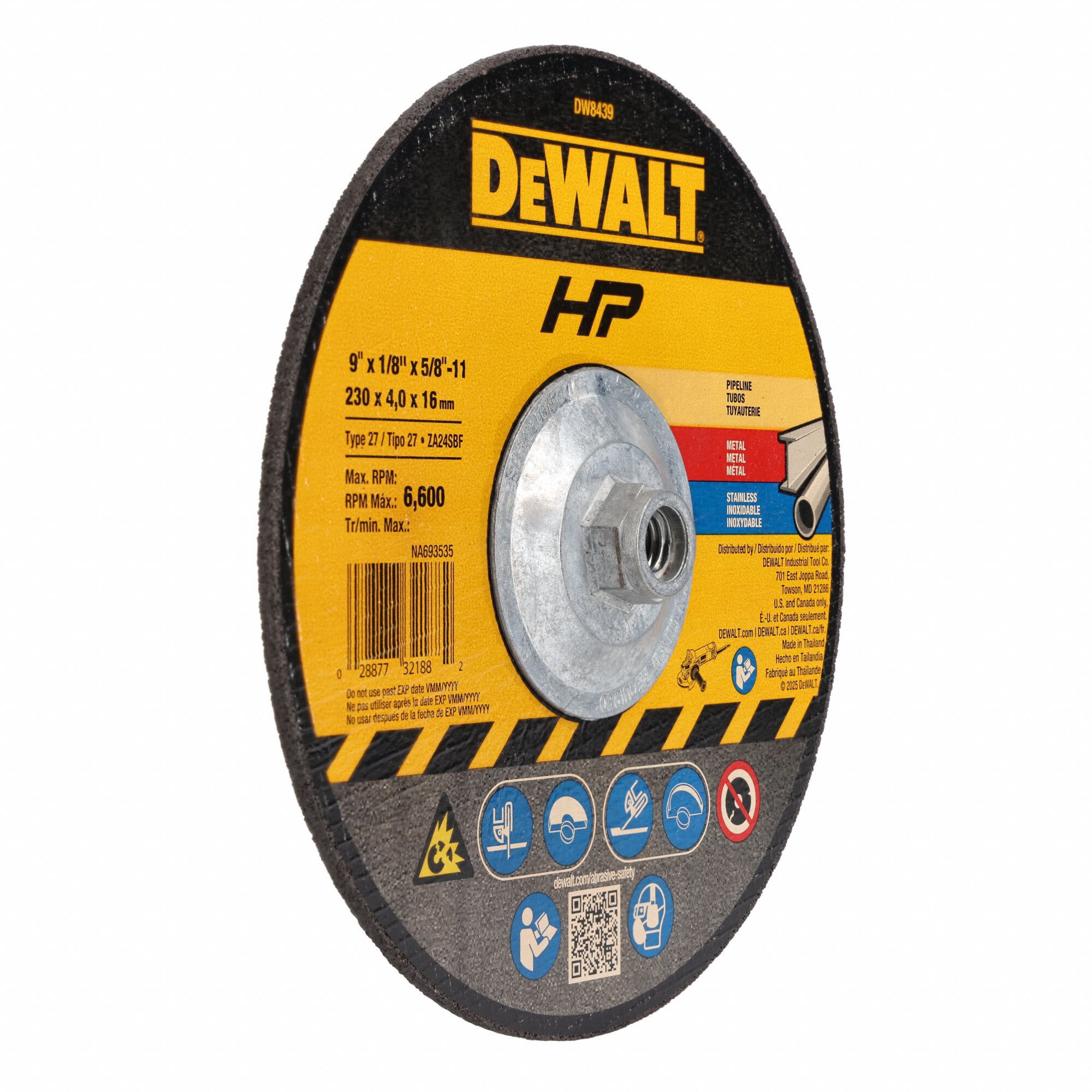Cut-Off & Grinding Wheel: Type 27, 9" x 1/8" x 5/8"-11, Aluminum Oxide, 24 Grit, A24R