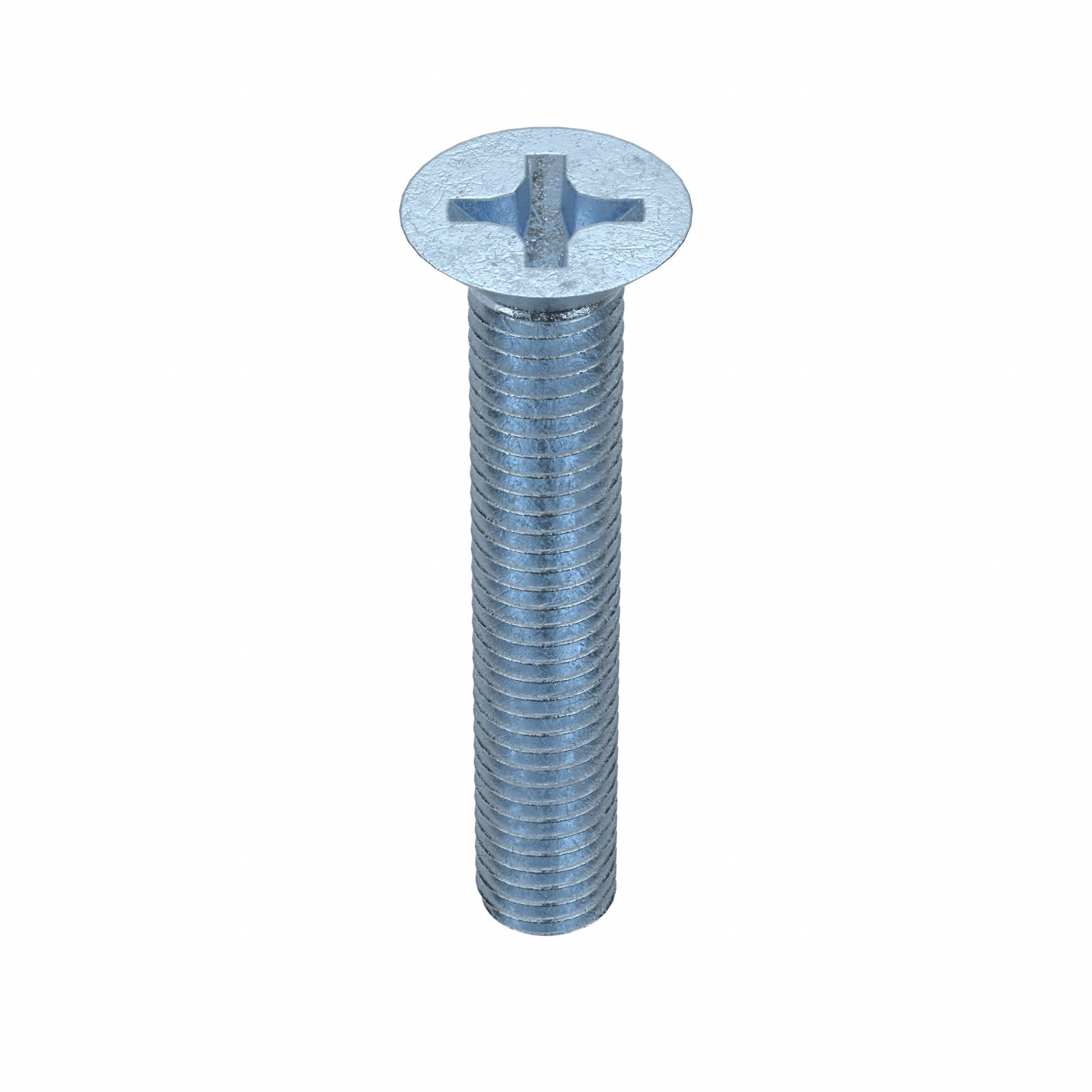 Machine Screw: M5x0.80 Thread Size, 30 mm Lg, Class 4.8, Steel, Zinc-Plated, Flat, Phillips, 100 PK