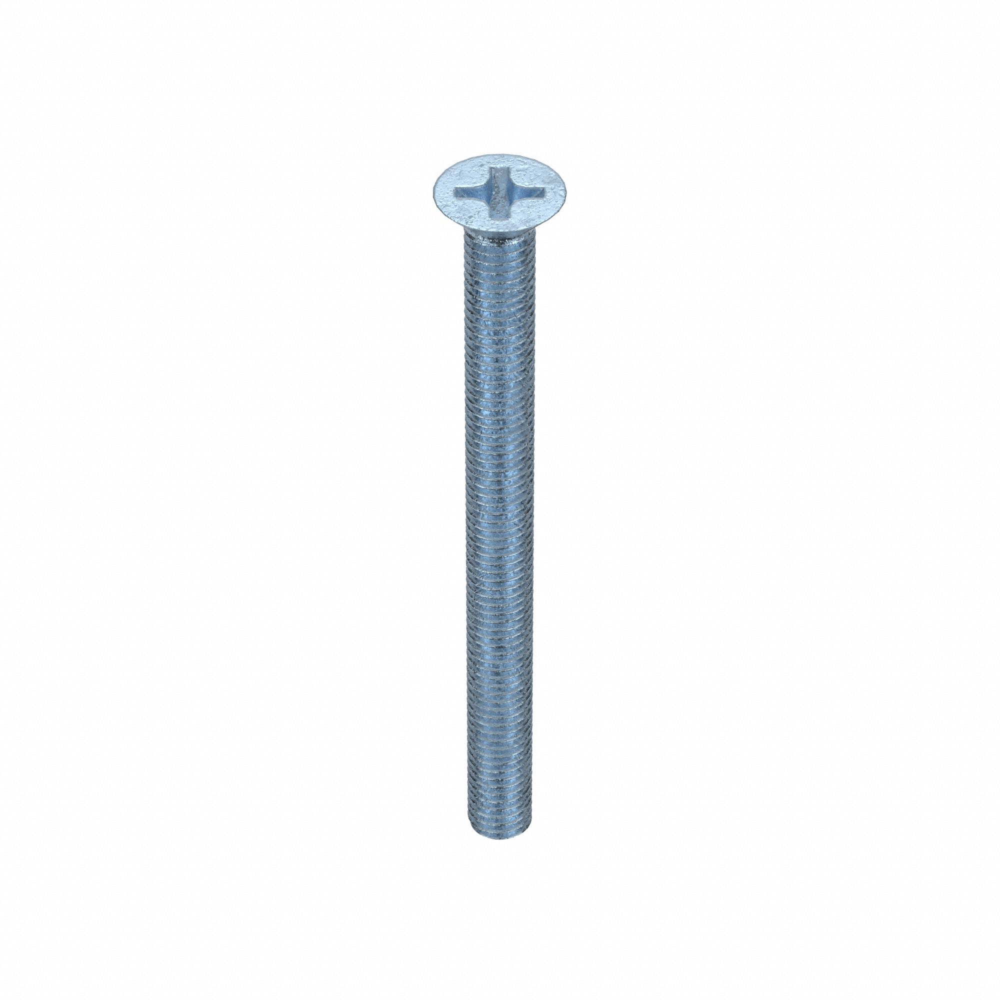 MACHINE SCREW, M5 THREAD SIZE, 60MM L, STEEL, ZINC PLATED, FLAT, PHILLIPS, METRIC, 25 PK