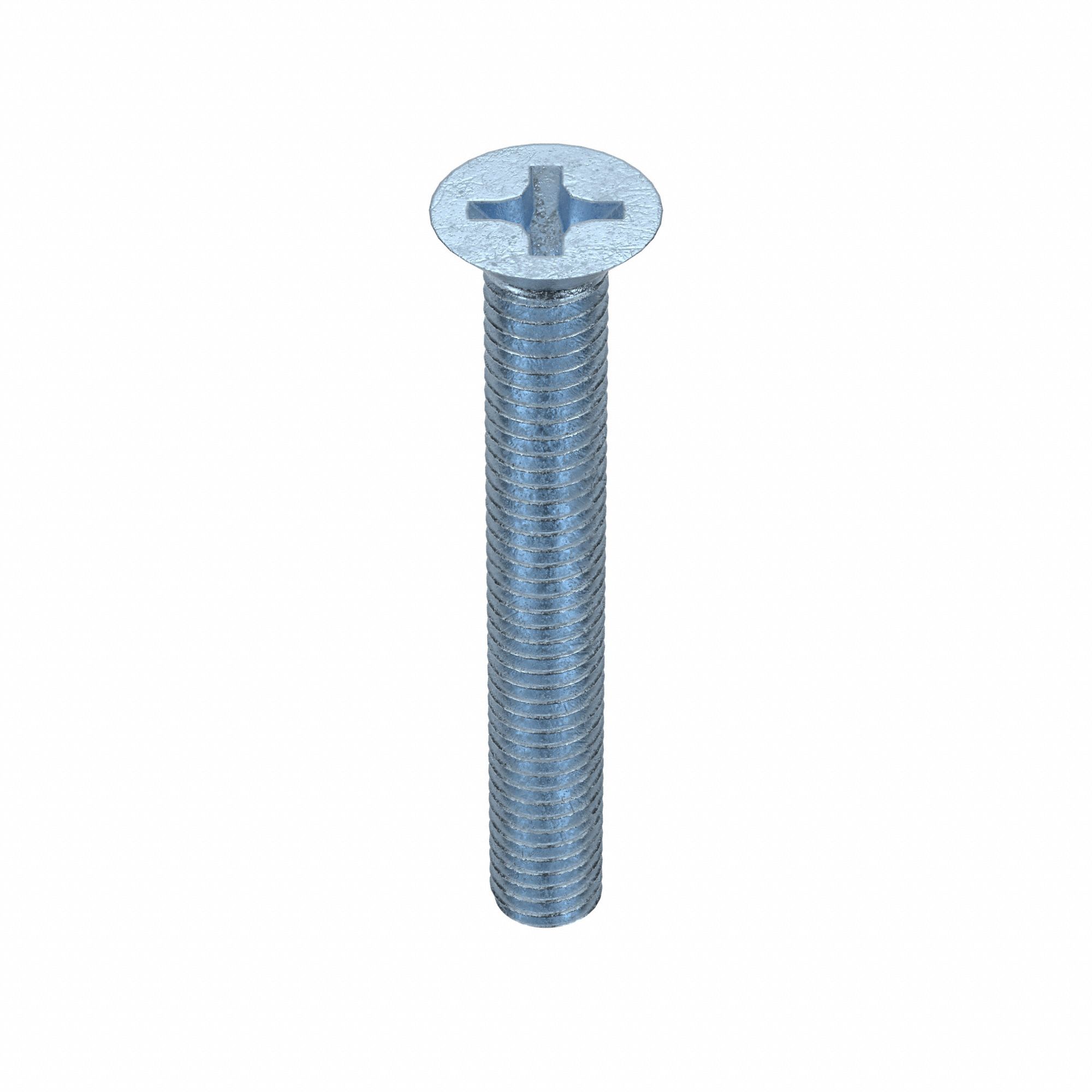 Machine Screws: M6x1.00 Thread Size, 45 mm Lg, Steel, Zinc-Plated, Flat, Phillips, 50 PK