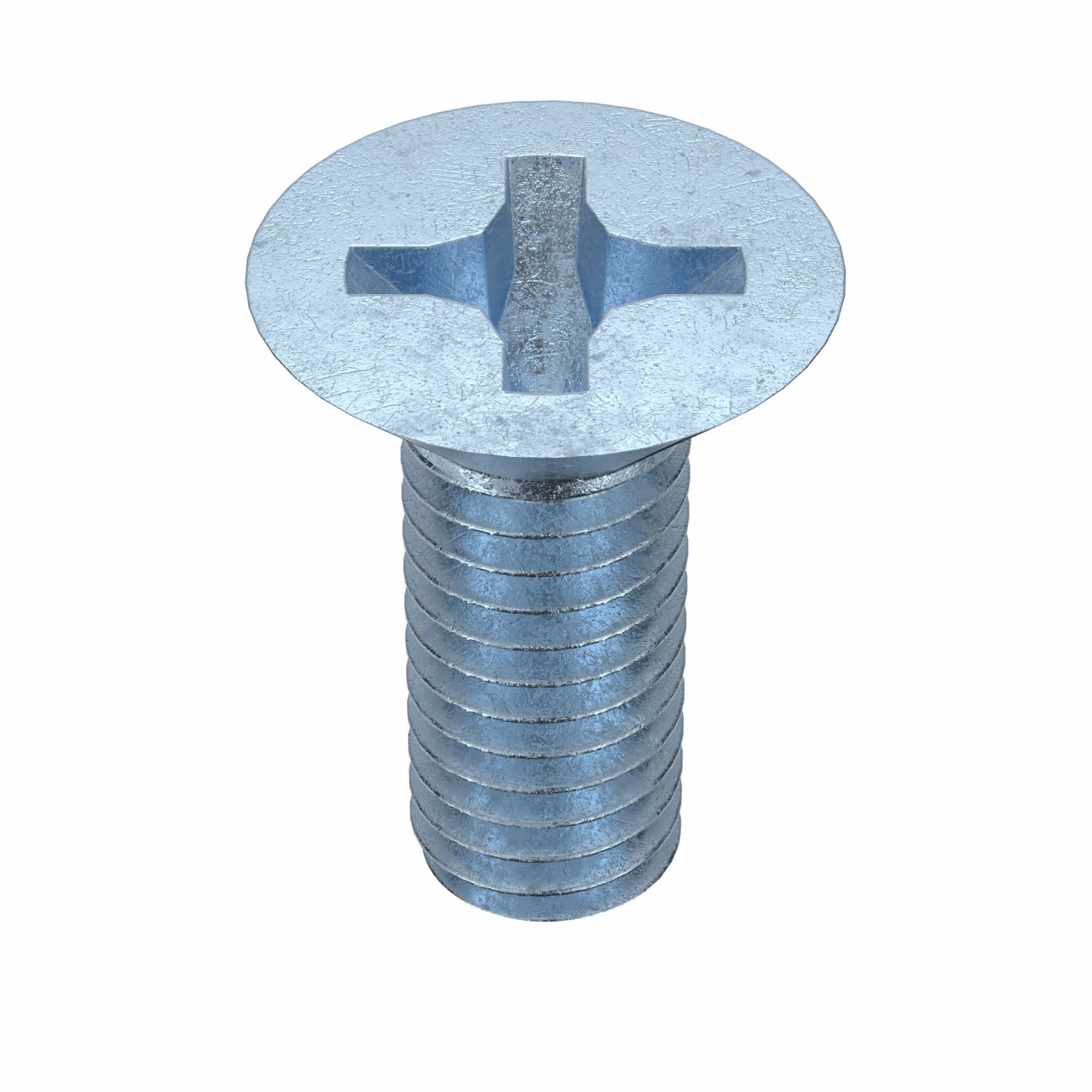 Machine Screws: M6x1.00 Thread Size, 16 mm Lg, Steel, Zinc-Plated, Flat, JIS Phillips, 25 PK