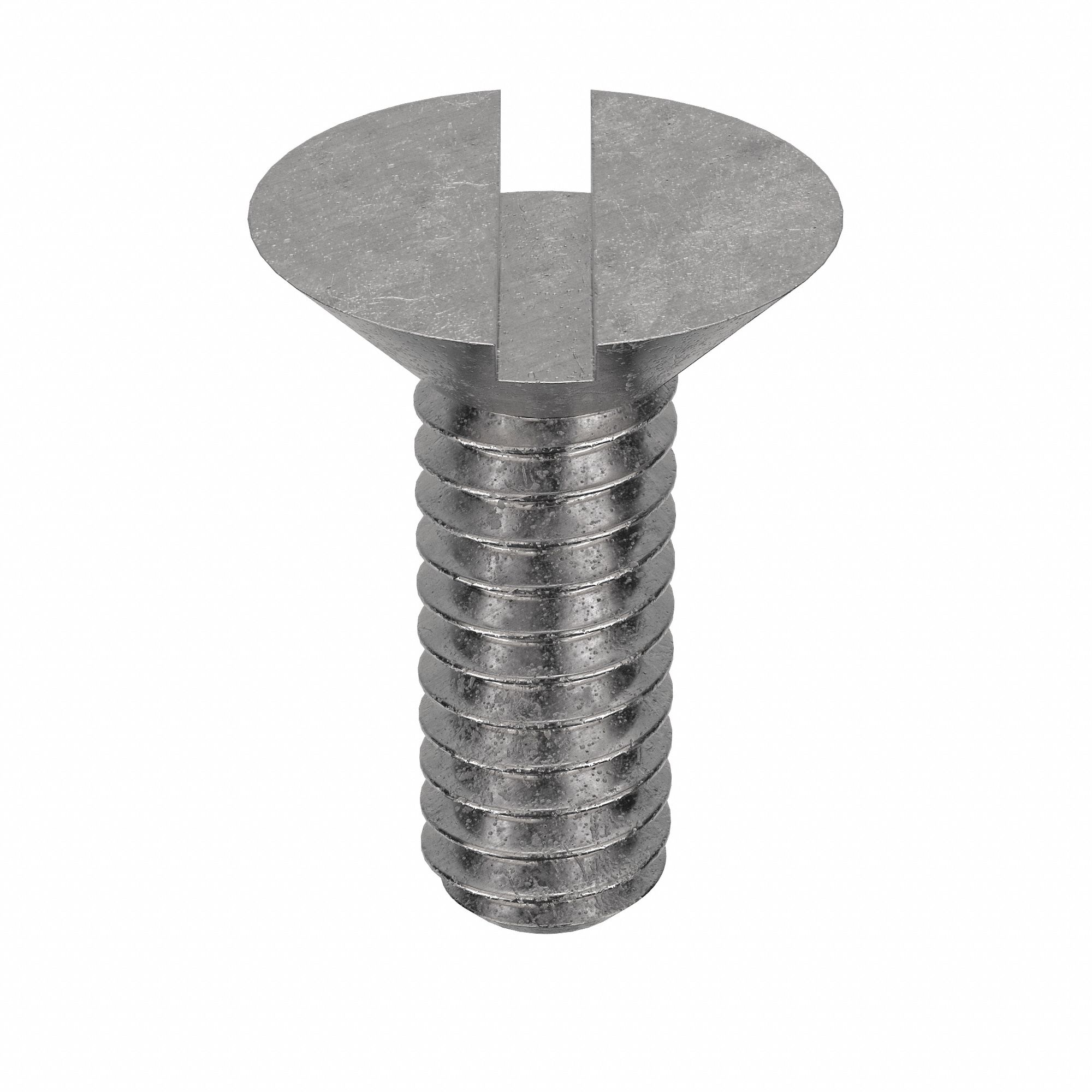Machine Screw: M2x0.40 Thread Size, 6 mm Lg, 18-8, Stainless Steel, Plain, Flat, Slotted, 100 PK