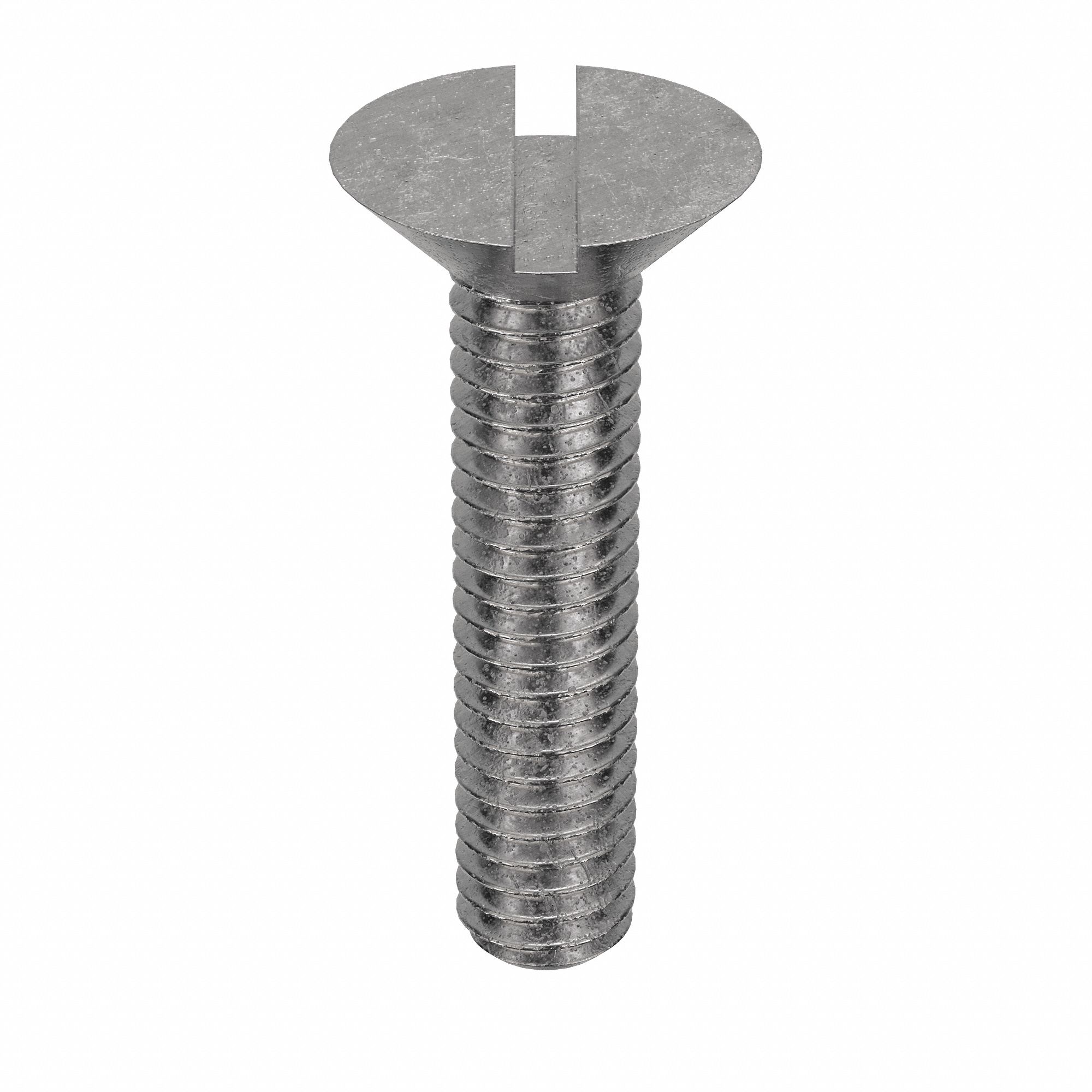 Machine Screw: M2.5x0.45 Thread Size, 12 mm Lg, 18-8, Stainless Steel, Plain, Flat, Slotted, 100 PK
