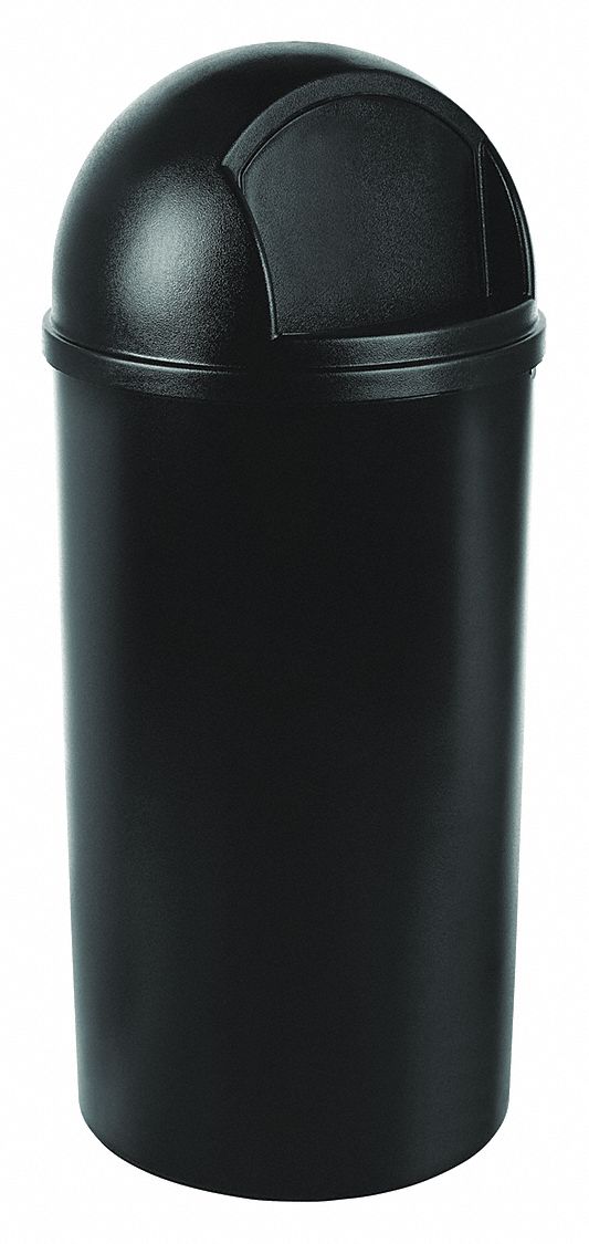 Trash Can: Marshal, Round, Black, 25 gal Capacity, 42 in Overall Ht