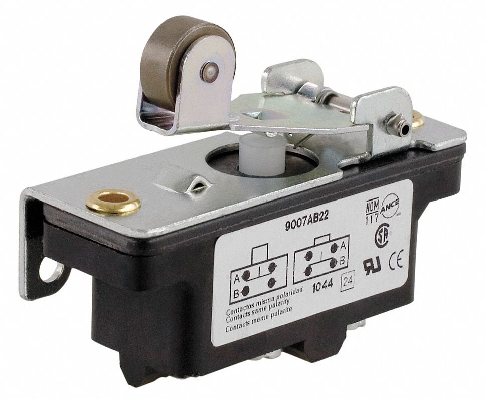 Snap Action Switch: Roller Lever Actuator, 1NO/1NC, Screw