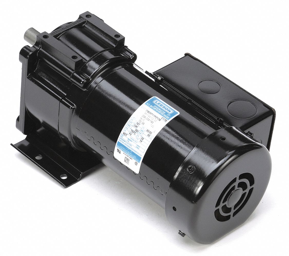 AC Gearmotor: Parallel, Single Output Shaft, 3-Phase, TEFC, 16 RPM, 391 in-lb Max Torque