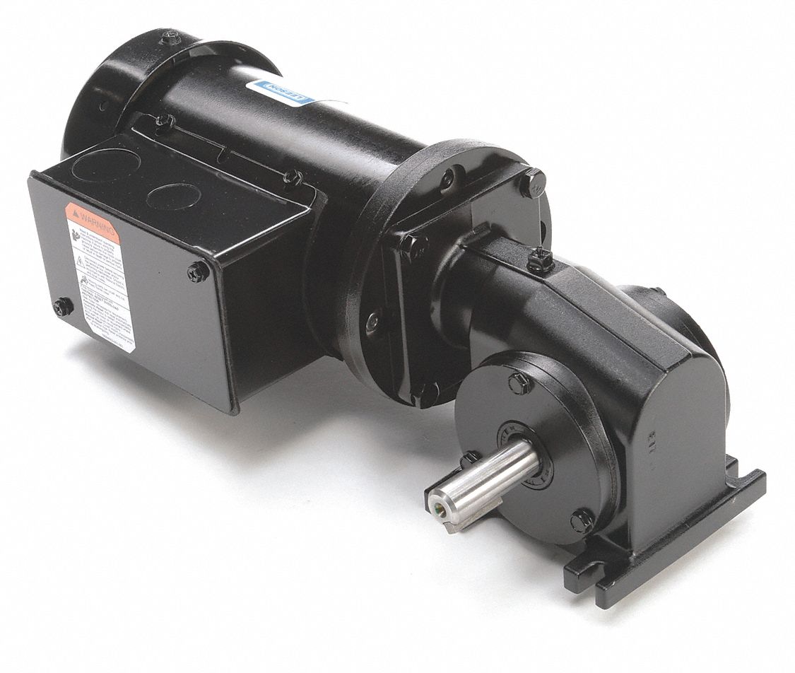 AC Gearmotor: Right Angle, Single Output Shaft, 3-Phase, TEFC, 86 RPM, 138 in-lb Max Torque