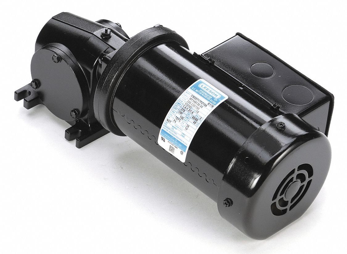 AC Gearmotor: Right Angle, Single Output Shaft, 3-Phase, TEFC, 172 RPM, 105 in-lb Max Torque