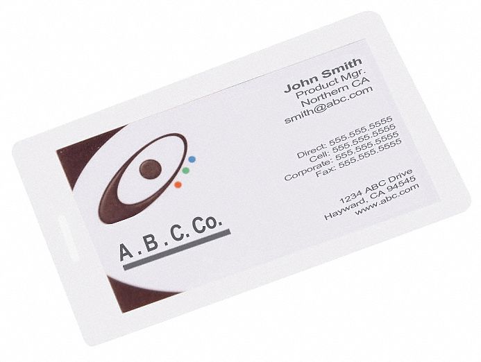 Laminating Pouch: Hot Lamination, 2 1/2 in Lg, 4 1/4 in Wd, 5 mil Thick, 100 PK