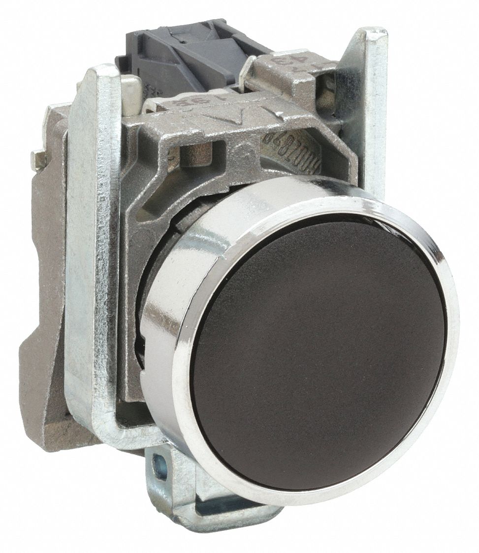 BOUTON-POUSSOIR NON LUMINEUX, MÉTAL, 22 MM, NOIR