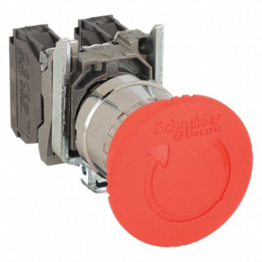 SCHNEIDER ELECTRIC Emergency Stop Push Button: 22 mm Size, Maintained Push  / Turn To Release, Red