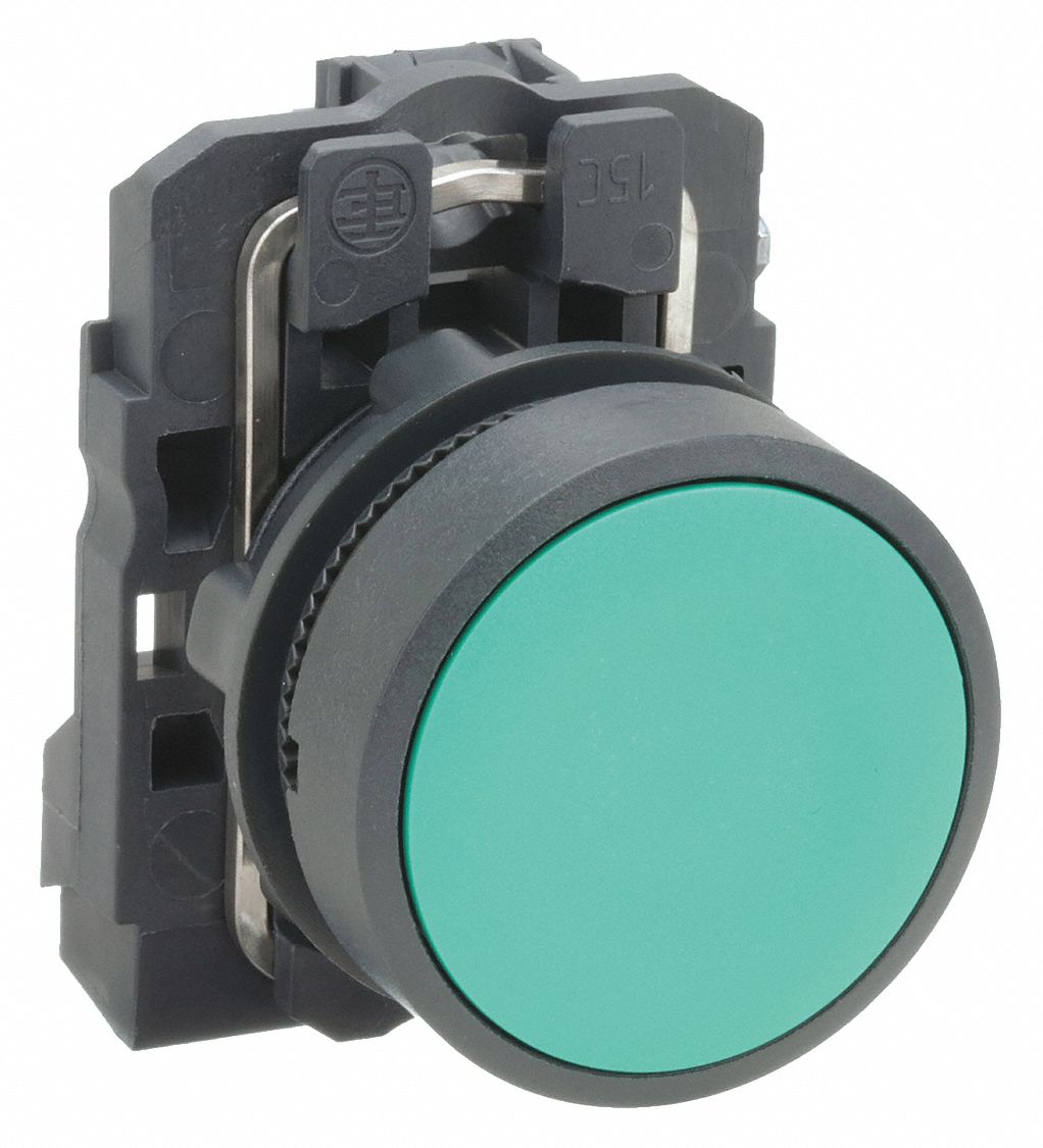 BOUTON-POUSSOIR NON LUMINEUX, PLASTIQUE, 22 MM, VERT
