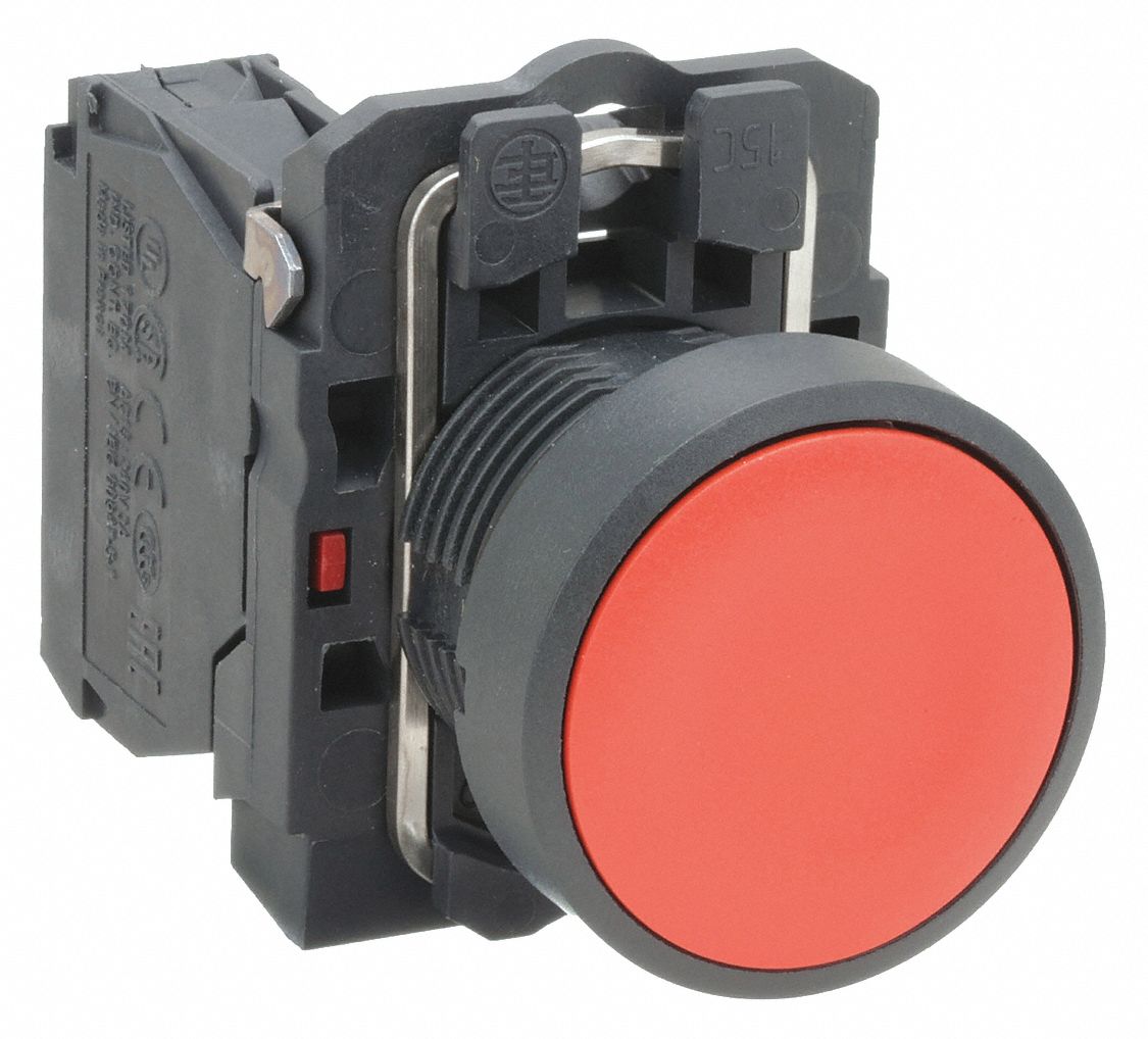 BOUTON-POUSSOIR NON LUMINEUX, PLASTIQUE, 22 MM, ROUGE