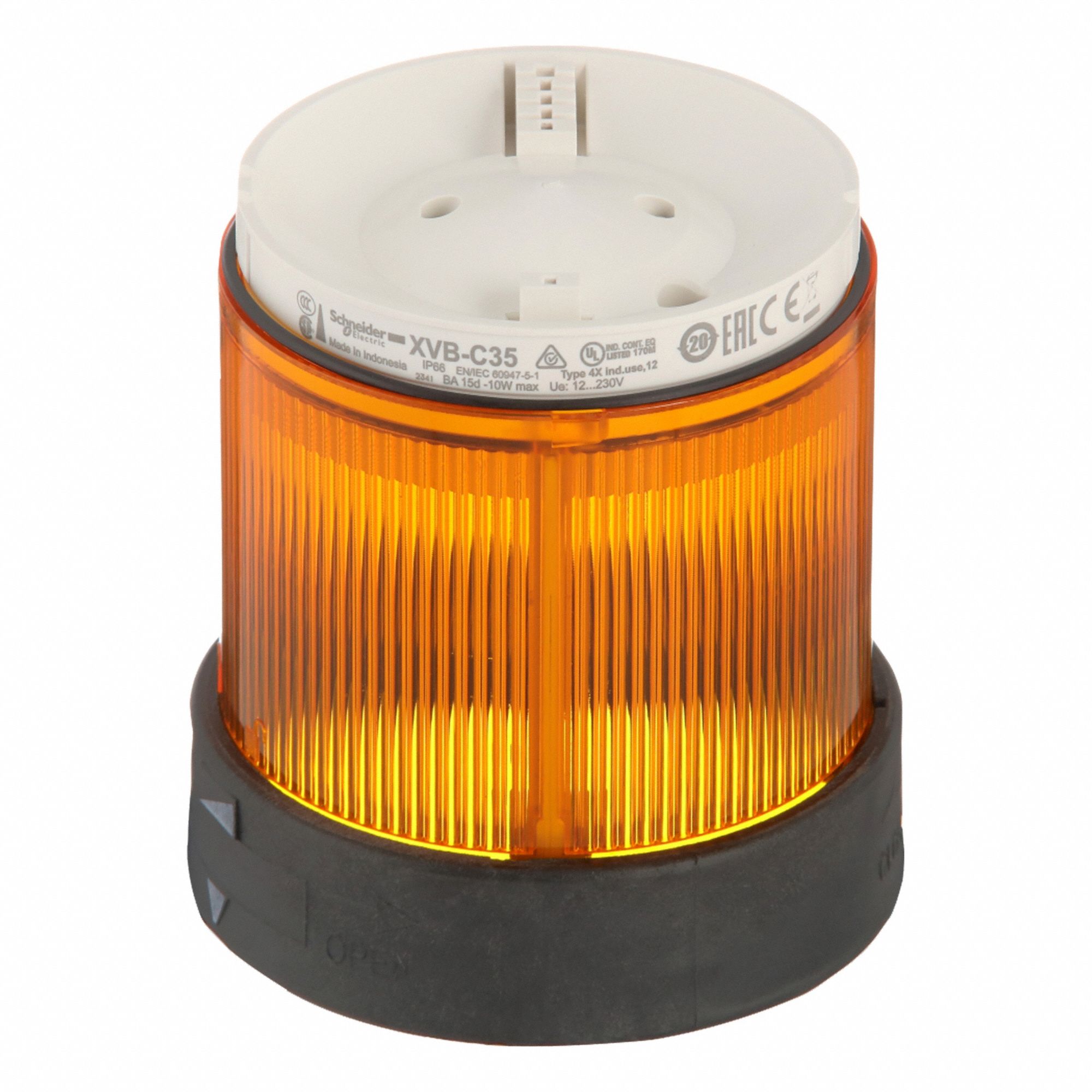 Tower Light Module: Steady, 250V, Orange, 70 mm Overall Dia, 63 mm Overall Ht