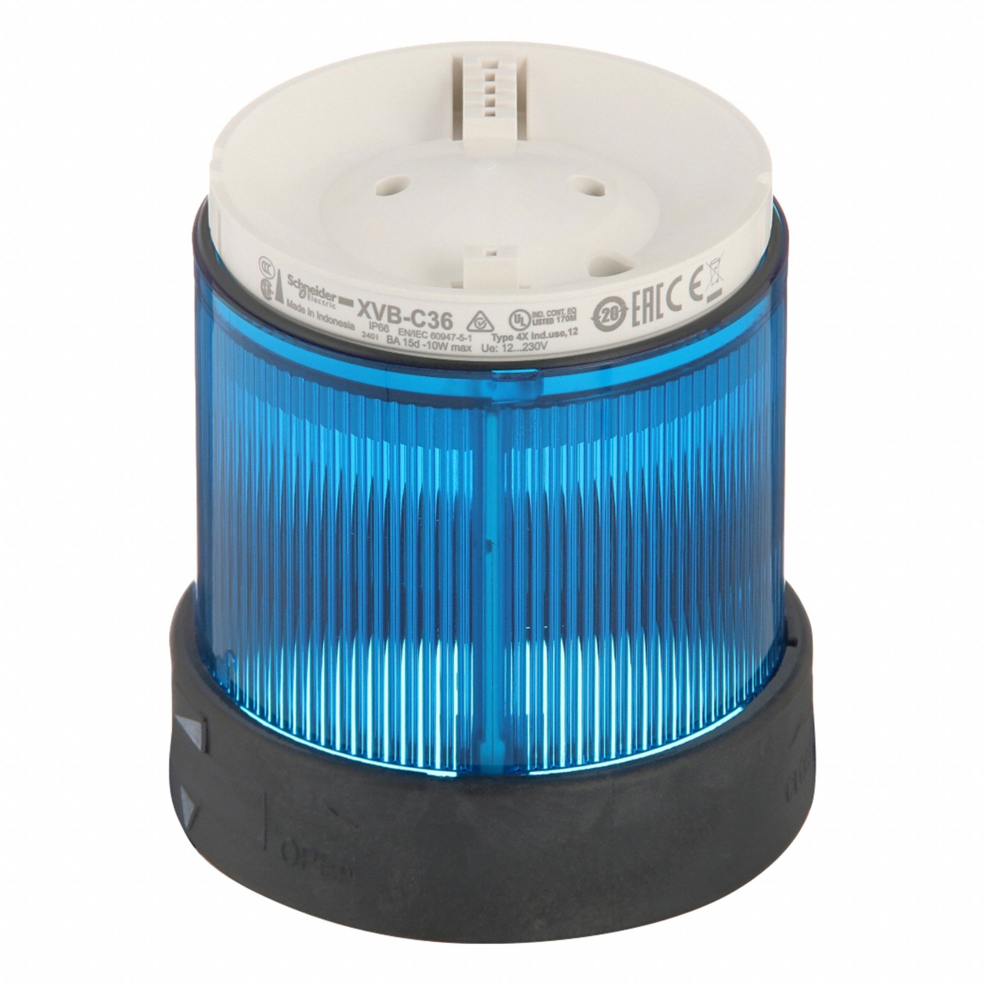 Tower Light Module: Steady, 250V, Blue, 70 mm Overall Dia, 63 mm Overall Ht, XVB
