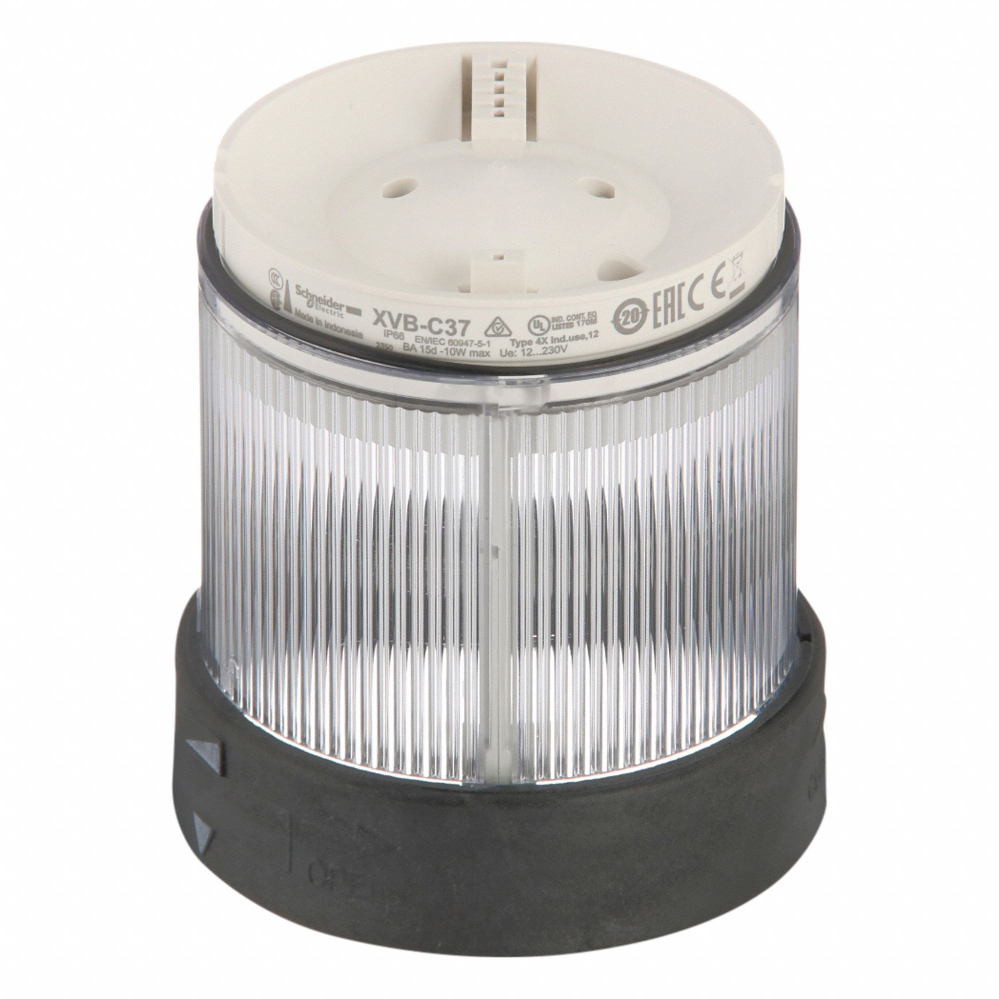 Tower Light Module: Steady, 250V, Clear, 70 mm Overall Dia, 63 mm Overall Ht, XVB