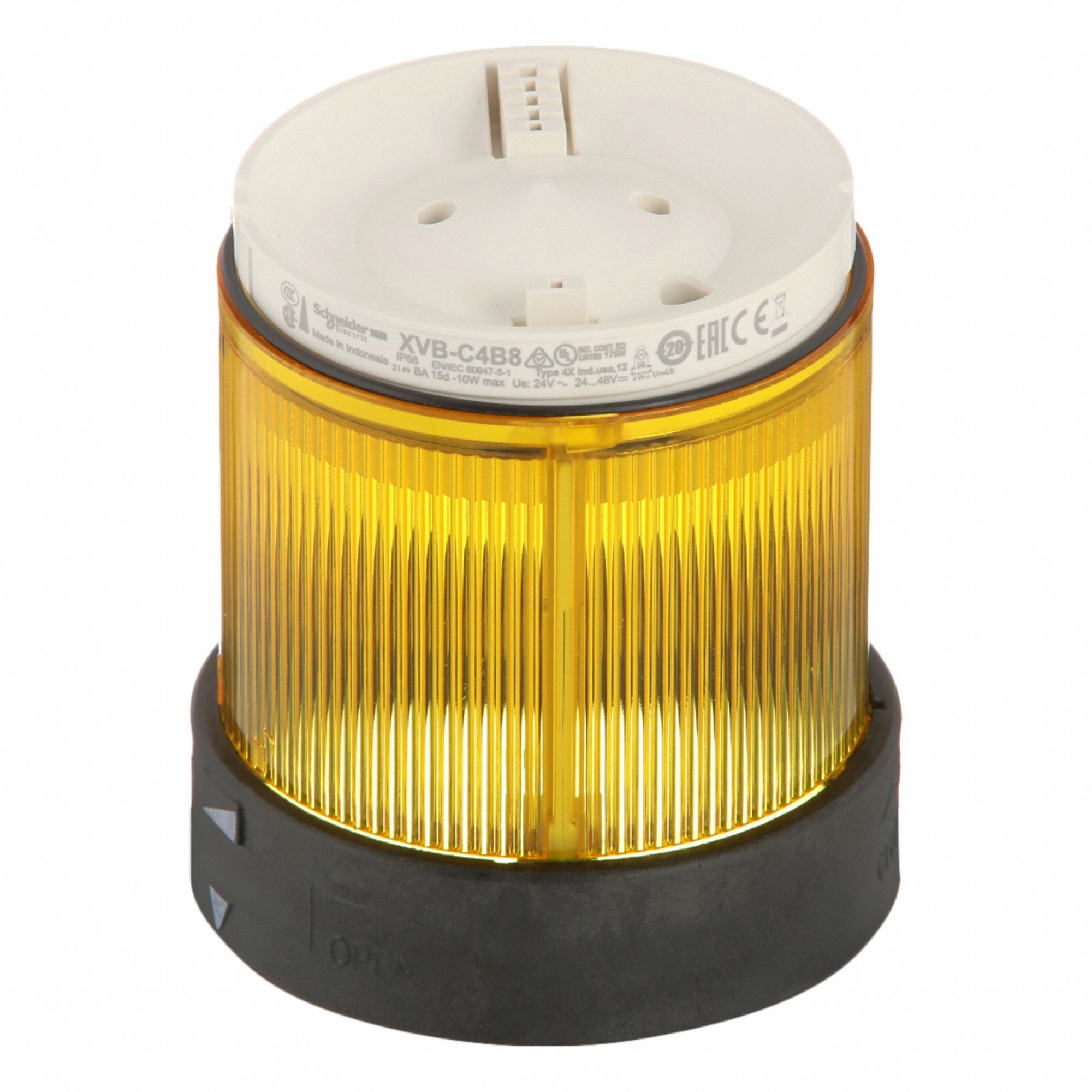 Tower Light Module: Flashing, 24 to 48V DC, Yellow, 70 mm Overall Dia, XVB