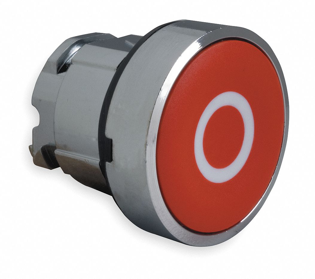 Flush Push Button: Red, 22 mm Mounting Size, Metallic, Momentary