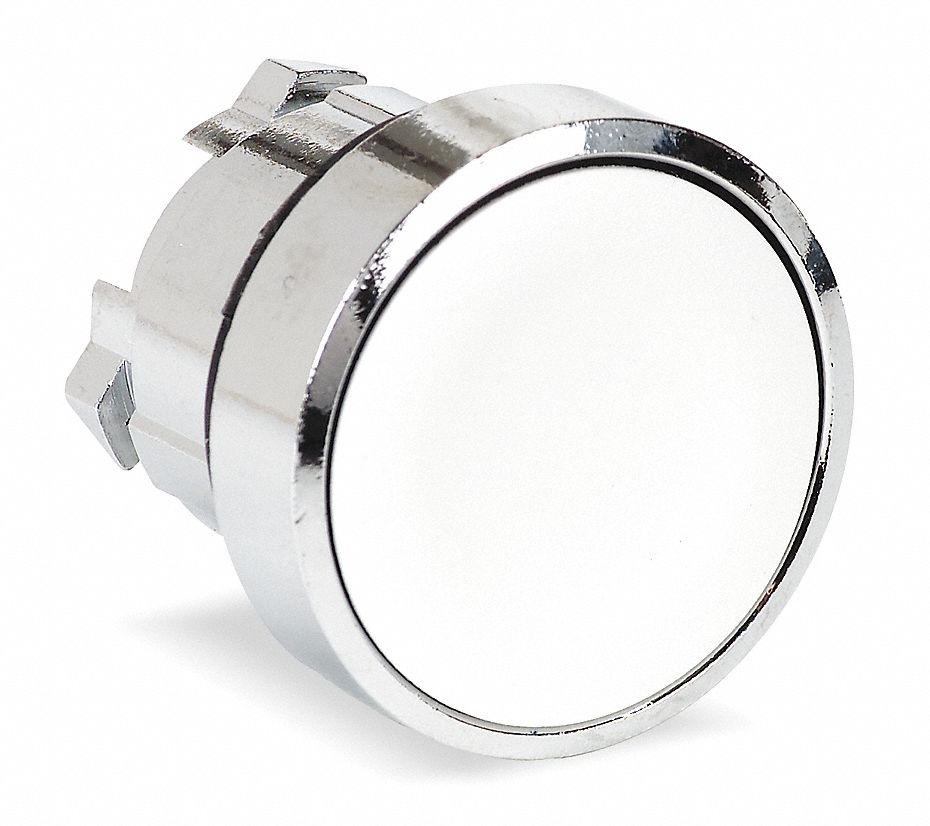 Flush Push Button: White, 22 mm Mounting Size, Metallic, Maintained