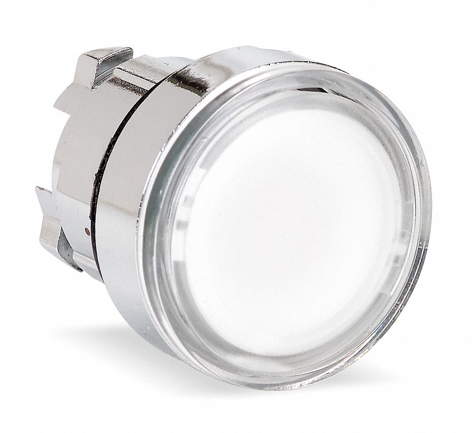 Flush Push Button: White, 22 mm Mounting Size, Metallic, Maintained