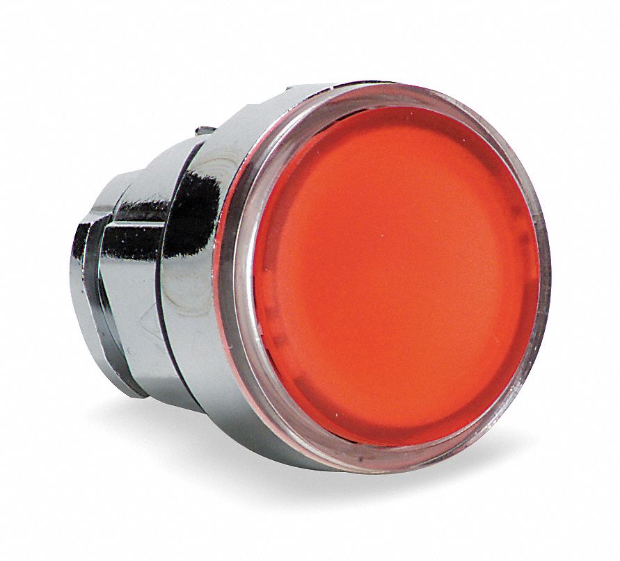 Flush Push Button: Red, 22 mm Mounting Size, Metallic, Maintained