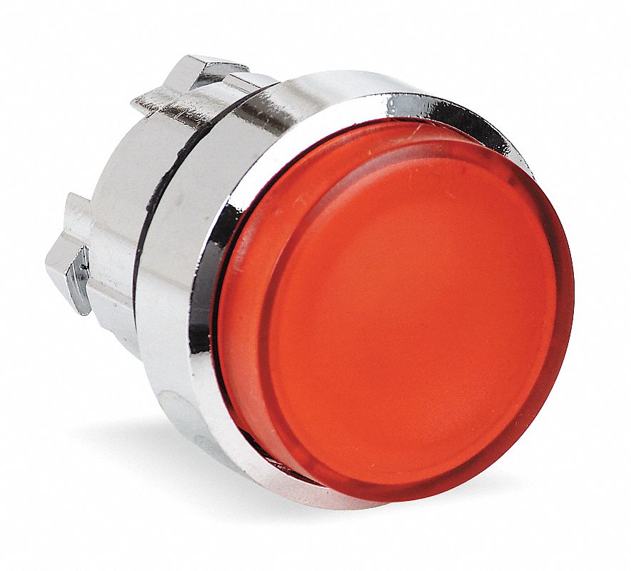 Extended Push Button: Red, 22 mm Mounting Size, Metallic, Maintained