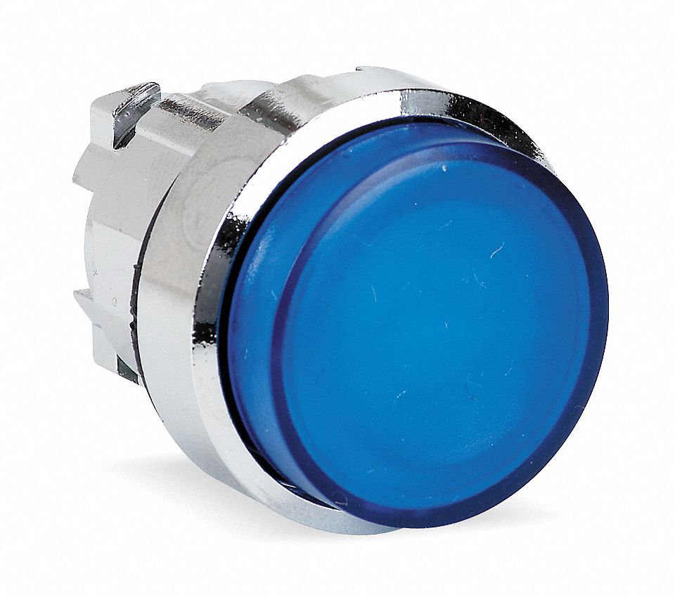 Extended Push Button: Blue, 22 mm Mounting Size, Metallic, Maintained