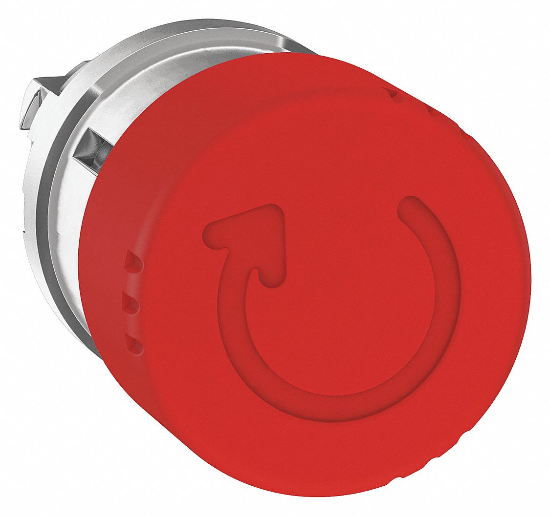 Emergency Stop Push Button: Red, 22 mm Mounting Size, Metallic, Maintained