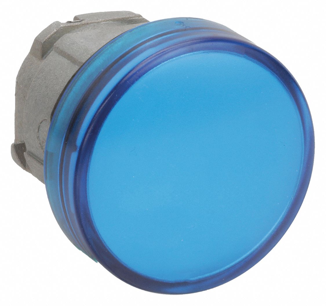 Pilot Light Head: 22 mm Panel Mounting Hole Dia, Blue, Smooth, LED, XB4 Series