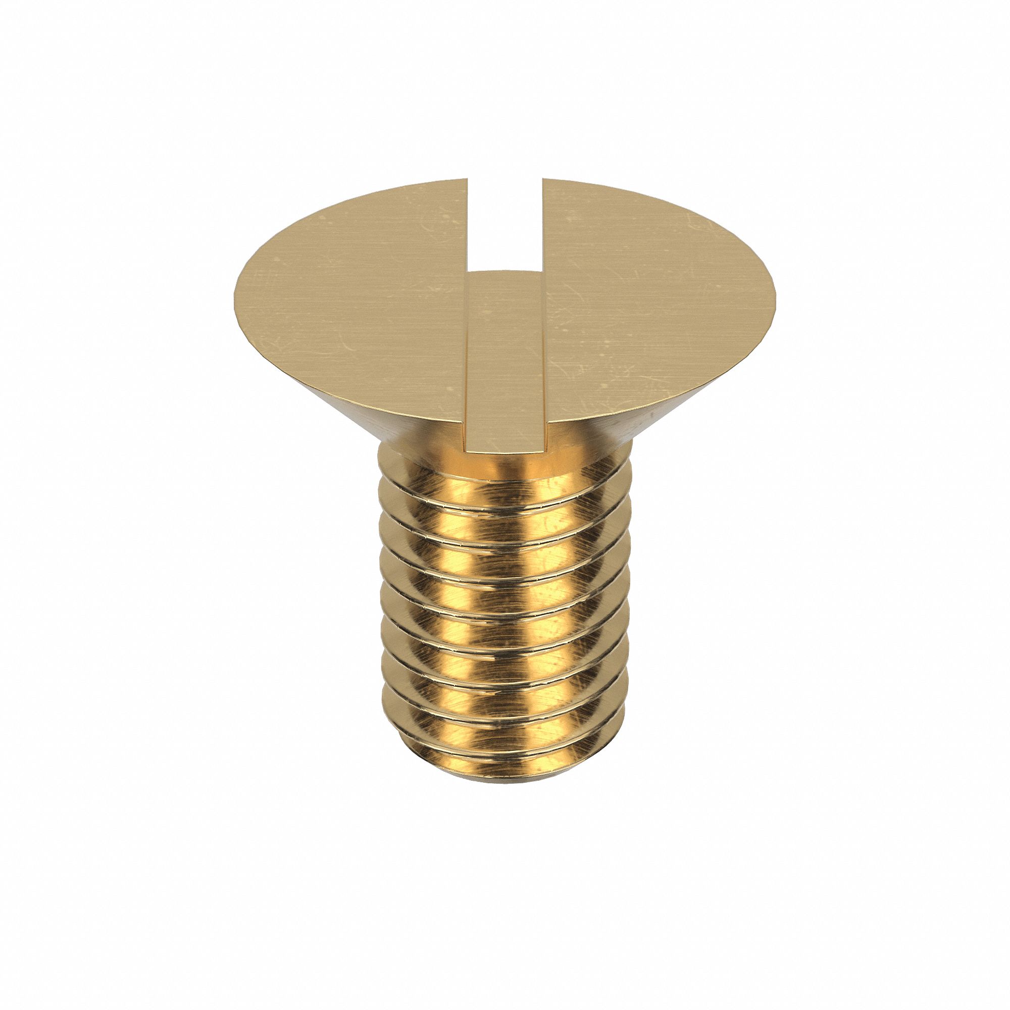 Machine Screw: M5x0.80 Thread Size, 10 mm Lg, Brass, Plain, Flat, Slotted, Machine Screw, 25 PK