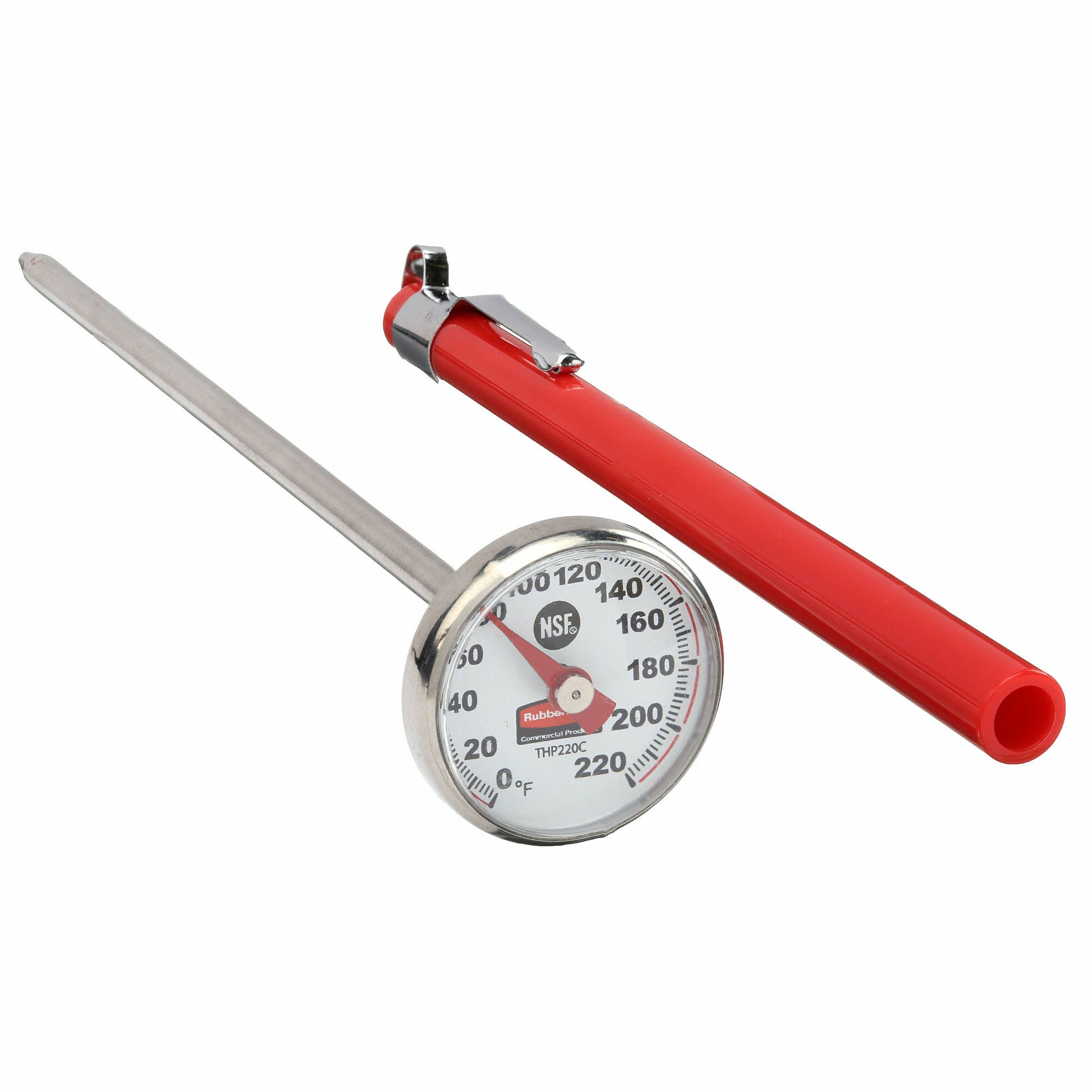 RUBBERMAID COMMERCIAL PRODUCTS Item Dial Pocket Thermometer, Temp. Range (F) 0 to 220°F, Stem