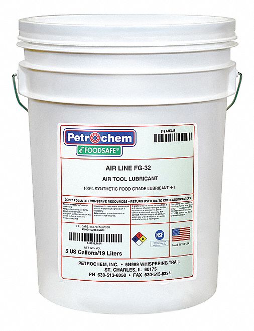 PETROCHEM, Synthetic, 67°F, Air Tool Lubricant 6HXJ6FOODSAFE AIR