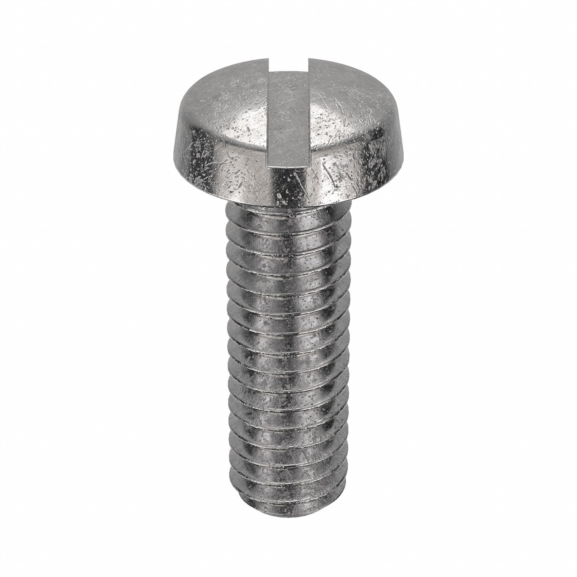 Machine Screw: M2.5x0.45 Thread Size, 8 mm Lg, 18-8, Stainless Steel, Plain, Cheese, Slotted, 100 PK