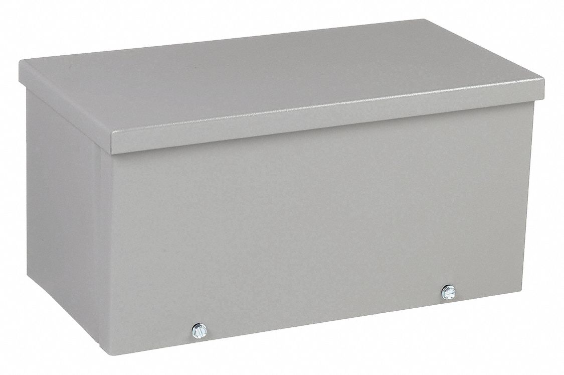 Wiring Trough: Weather-Resistant, NEMA 3R, 6 in x 6 in x 12 in, Gray Powder-Coated Steel