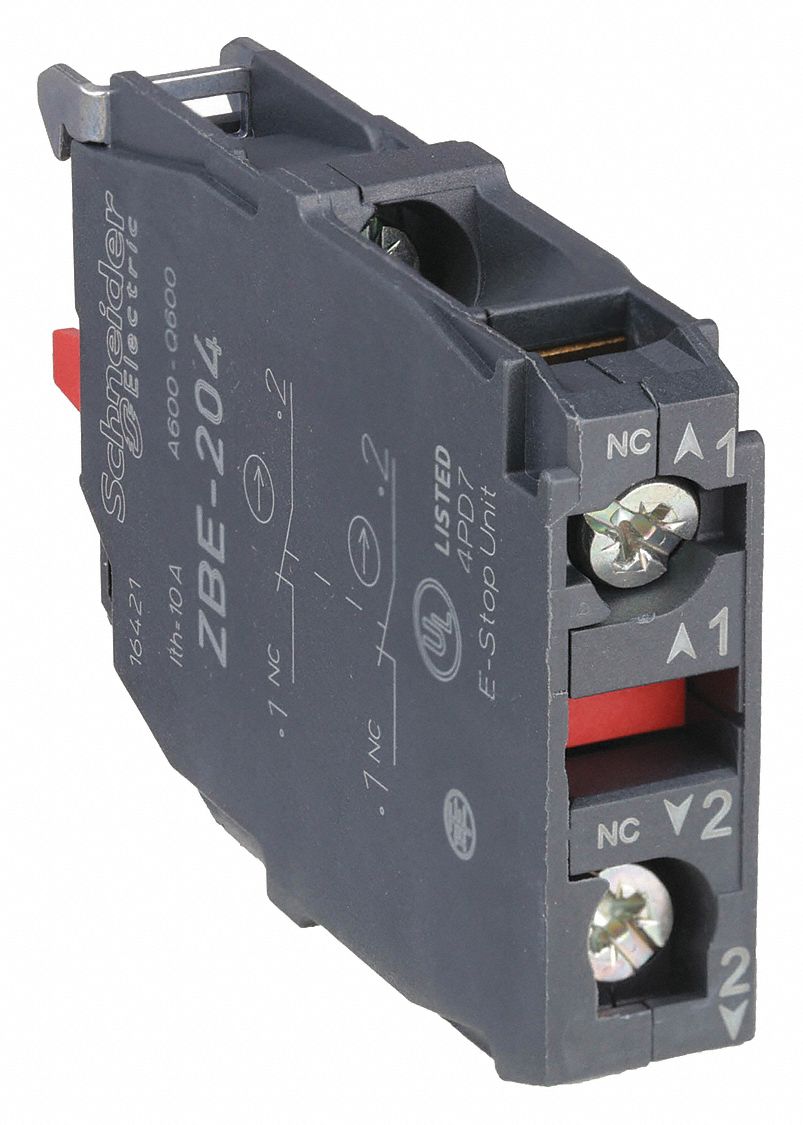 BLOC DE CONTACT, MOMENTANÉE, 2 NF, TAILLE DE MONTAGE 22 MM, NOIR/ROUGE