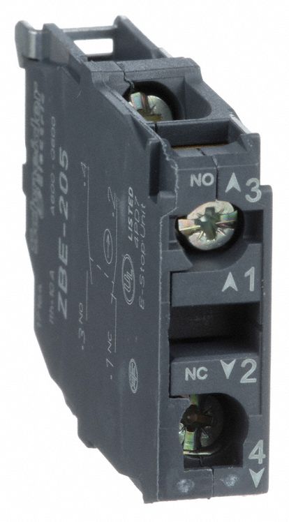 Contact Block: 22 mm Panel Mounting Size, 1NO/1NC, Momentary, ZB4/ZB5 Series