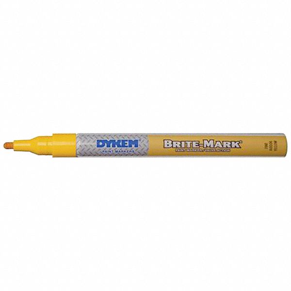 Liquid Paint Marker: 1 mm Tip Wd, Fiber Nib, Yellow, Point