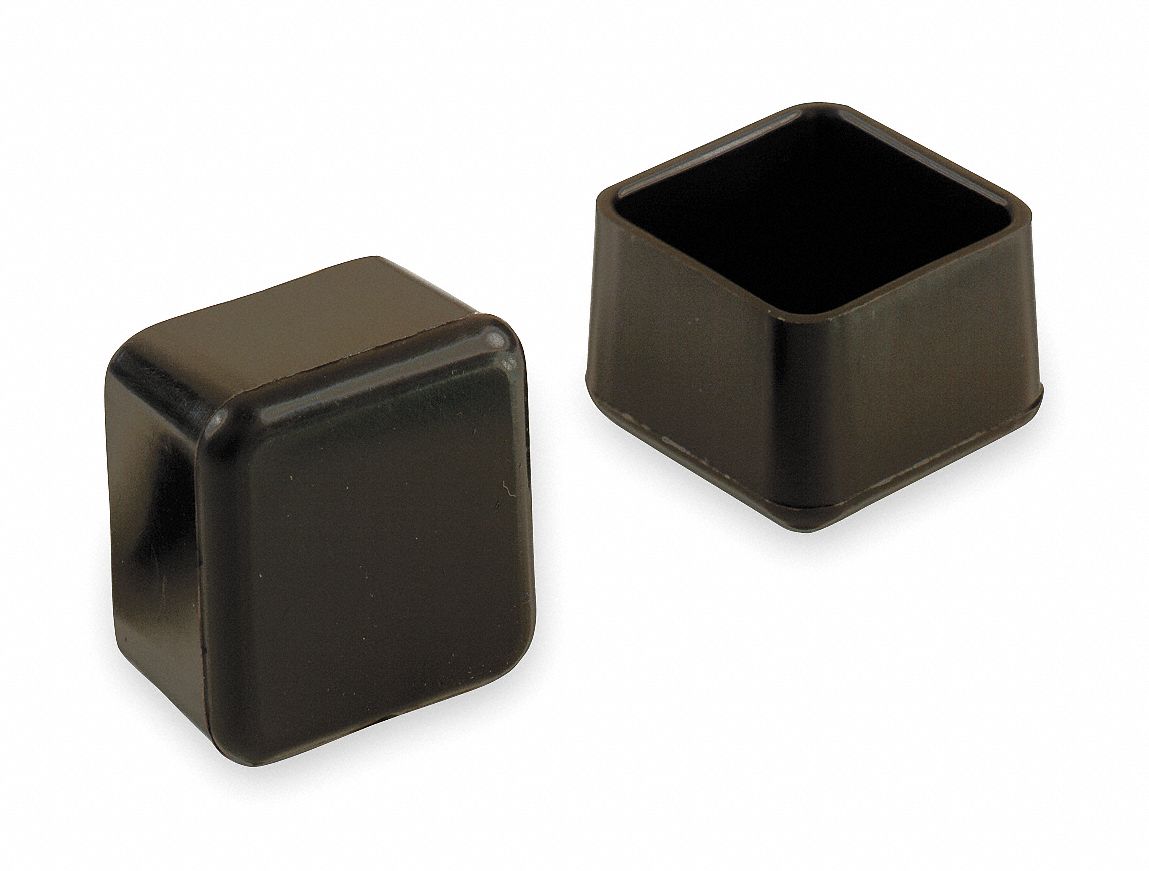 GRAINGER APPROVED Square SlipOn Furniture Protective Leg Tips, Black