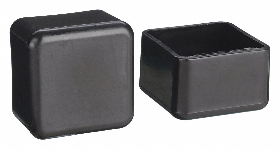 Furniture Protective Leg Tips: Plastic, 1 in Overall Wd, Square, 1 in Overall Lg