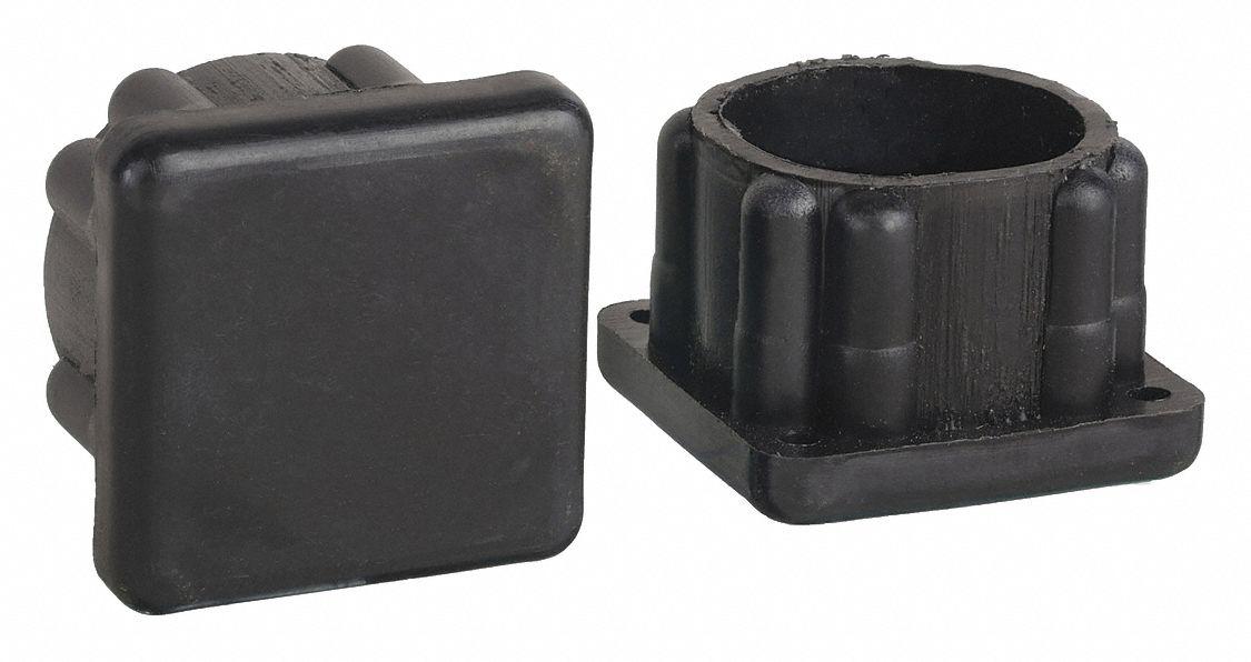 Furniture Protective Leg Tips: Plastic, Round, Black, 7/8 in Overall Dia, Straight