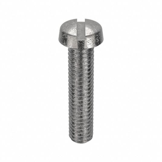 Machine Screw: M3.5 Thread Size, 16 mm Lg, 18-8 Stainless Steel, Plain,  Cheese, Slotted, 50 PK