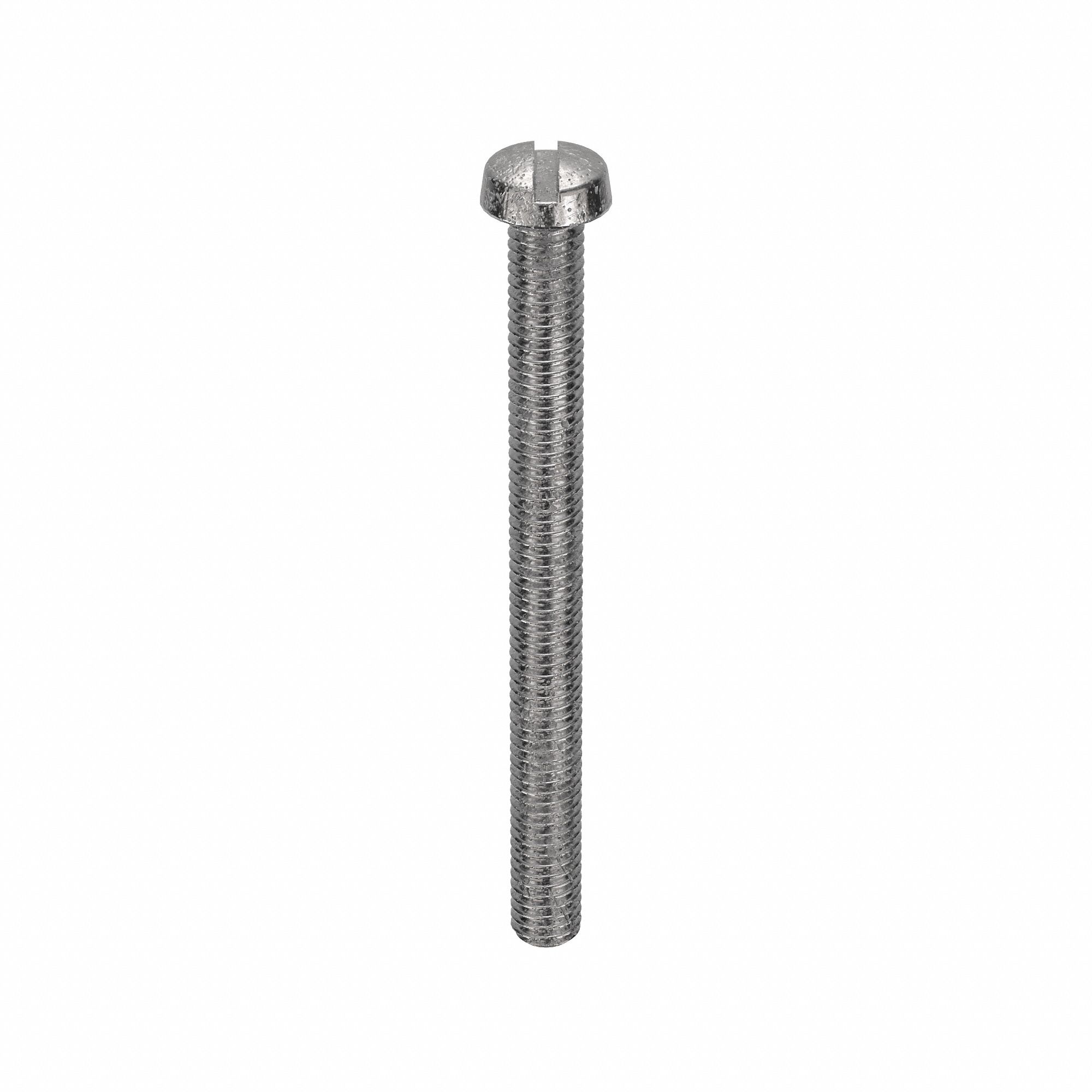 Machine Screws: M3.5x0.60 Thread Size, 40 mm Lg, Stainless Steel, Plain, Cheese, Slotted, 50 PK