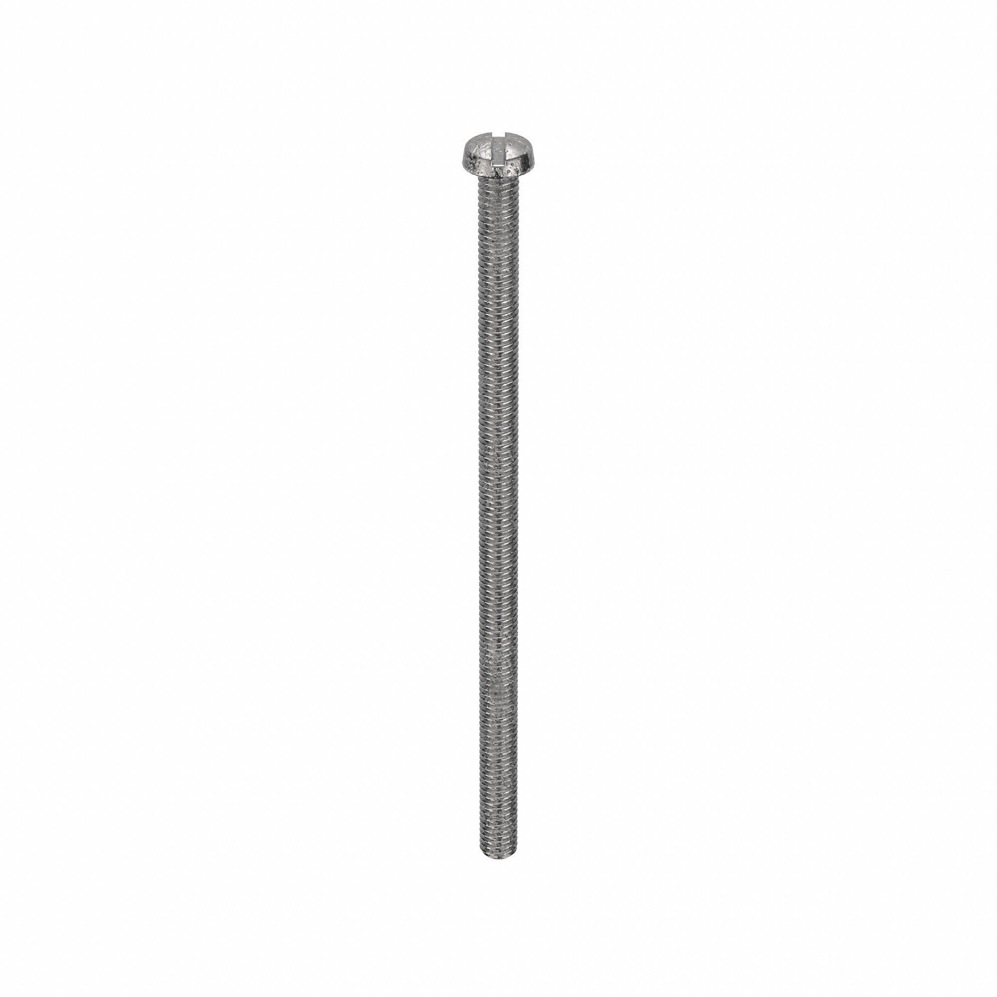 Machine Screw: M4x0.70 Thread Size, 80 mm Lg, 18-8, Stainless Steel, Plain, Cheese, Slotted, 25 PK