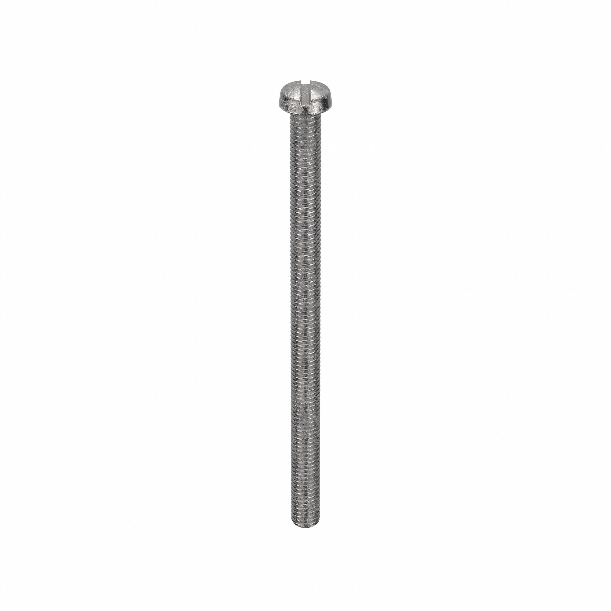 Machine Screw: M5x0.80 Thread Size, 80 mm Lg, 18-8, Stainless Steel, Plain, Cheese, Slotted, 10 PK