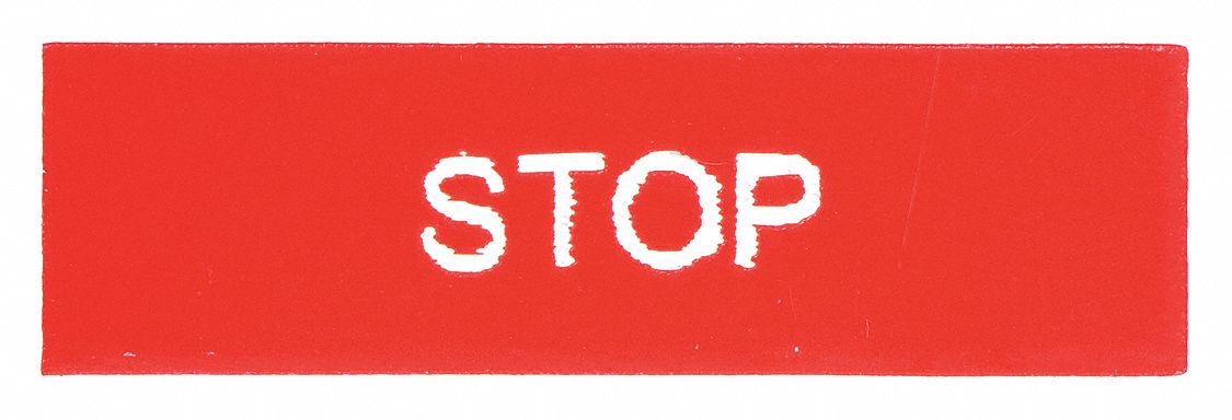 Legend Plate: 22 mm Panel Mounting Size, Rectangular, 3/8 in Overall Ht x 1 1/8 in Overall Wd