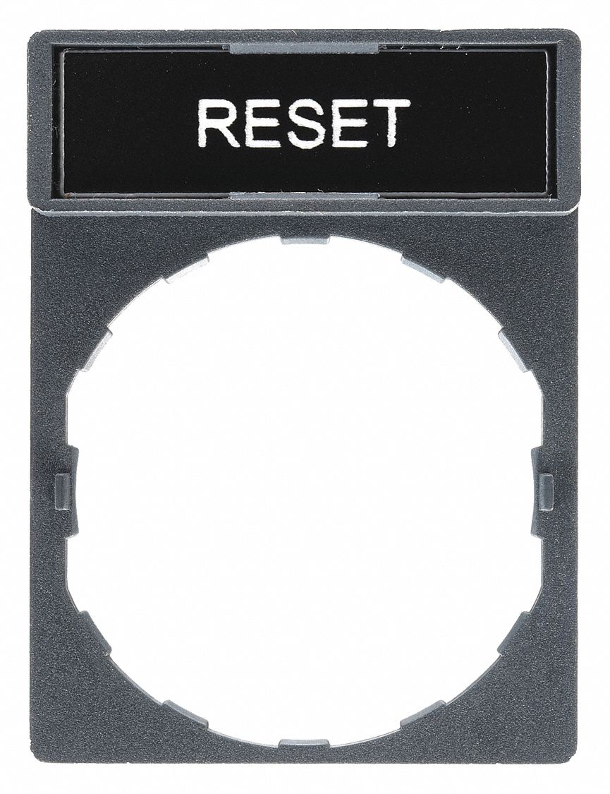 Legend Plate: 22 mm Panel Mounting Size, Rectangular, 1 5/8 in Overall Ht x 1 3/16 in Overall Wd