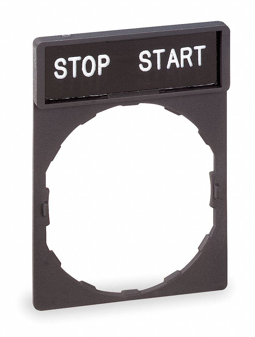 Schneider Electric 22 Mm Rectangular Stop Start Legend Plate Plastic Whiteblack And Red 